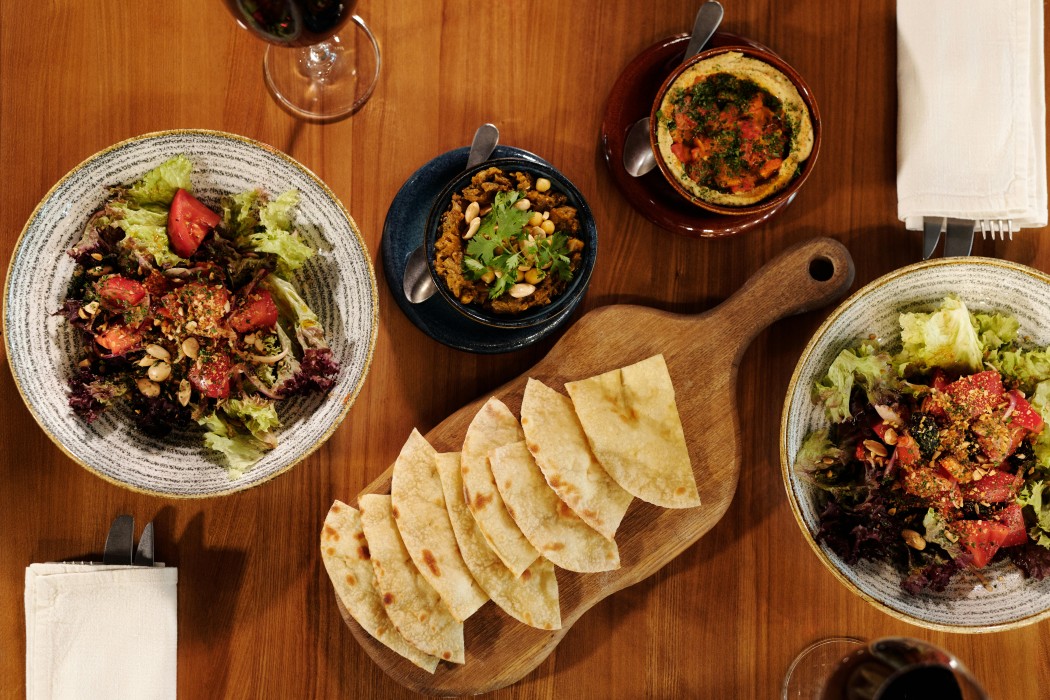 Persian food above shot of table at one of the best persian restaurants in Yorkshire